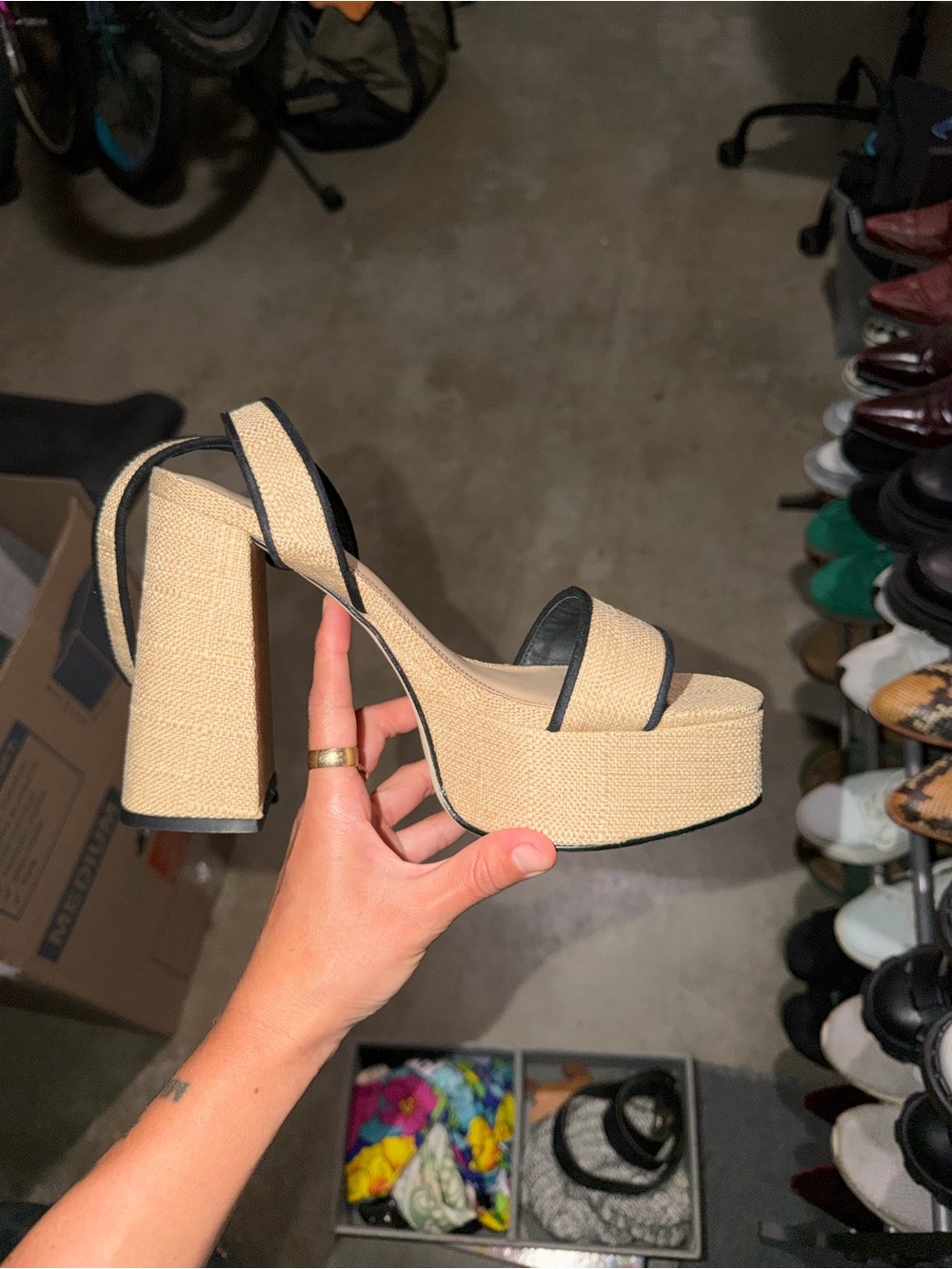 Larroude Dolly Platform Sandals with Black Trim
